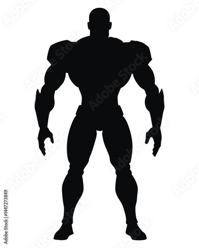 Silhouette of a humanoid robot standing in a powerful pose