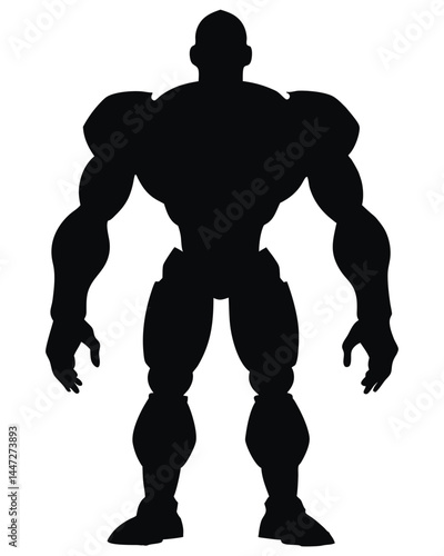 Silhouette of a humanoid robot standing in a powerful pose