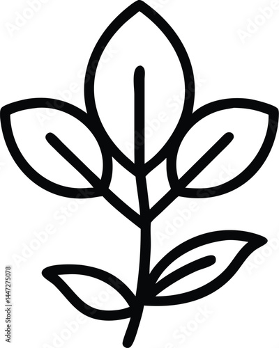 Medicinal Herbs Vector Icons – Thin Line Set of Healing Plants for Wellness, Health, and Herbal Remedies