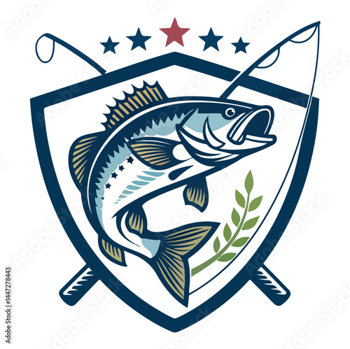 Fishing bass logo vector design  illustration