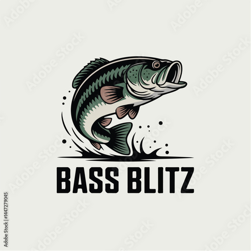Fishing bass logo isolated vector