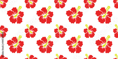 tropical hibiscus flower seamless pattern for summer fashion, beach prints, and hawaiian designs. hand drawn illustration perfect for textile, fabric, and print design.