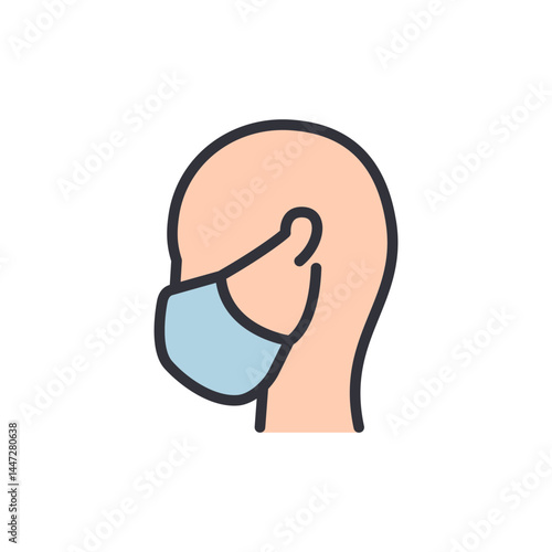 Face mask colored icons, minimalist vector illustration ,simple transparent graphic element .Isolated on white background