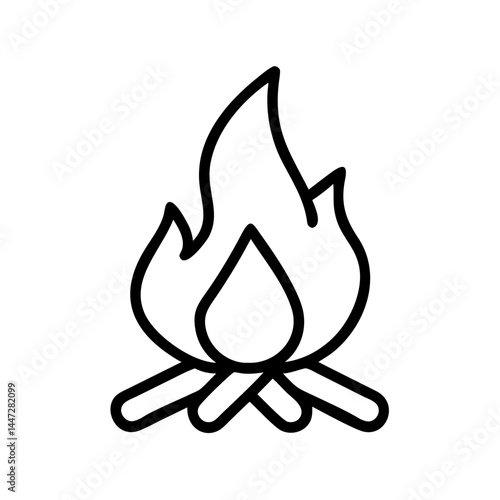 Campfire Icon Illustration in Minimalist Style  