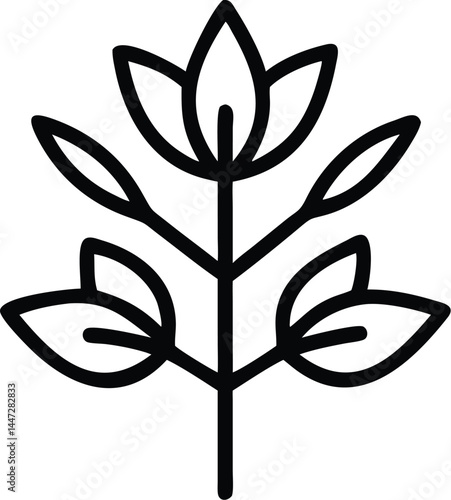 Medicinal Herbs Vector Icons – Thin Line Set of Healing Plants for Wellness, Health, and Herbal Remedies