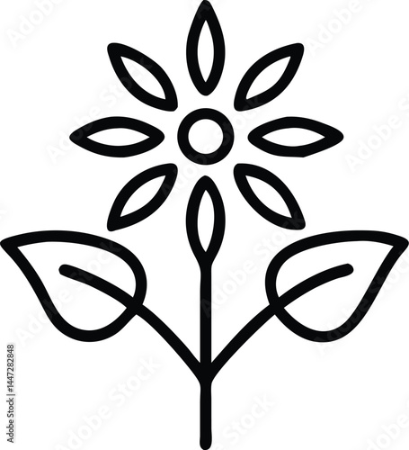 Medicinal Herbs Vector Icons – Thin Line Set of Healing Plants for Wellness, Health, and Herbal Remedies