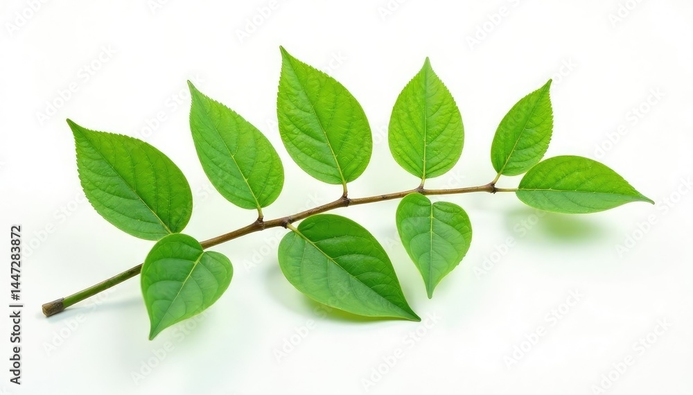 Branch with leaves isolated on white background, leafy, branch, plant Branch with leaves isolated on white background, leafy, branch, plant