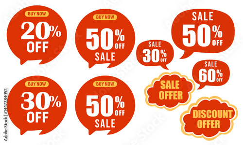 Editable Sale offer modern style stickers, labels for Discount, ؑsale vector ,Special offer discount label، sale percentage. 20 30 50 60 off with transparent background ,sale offer, Special Offer