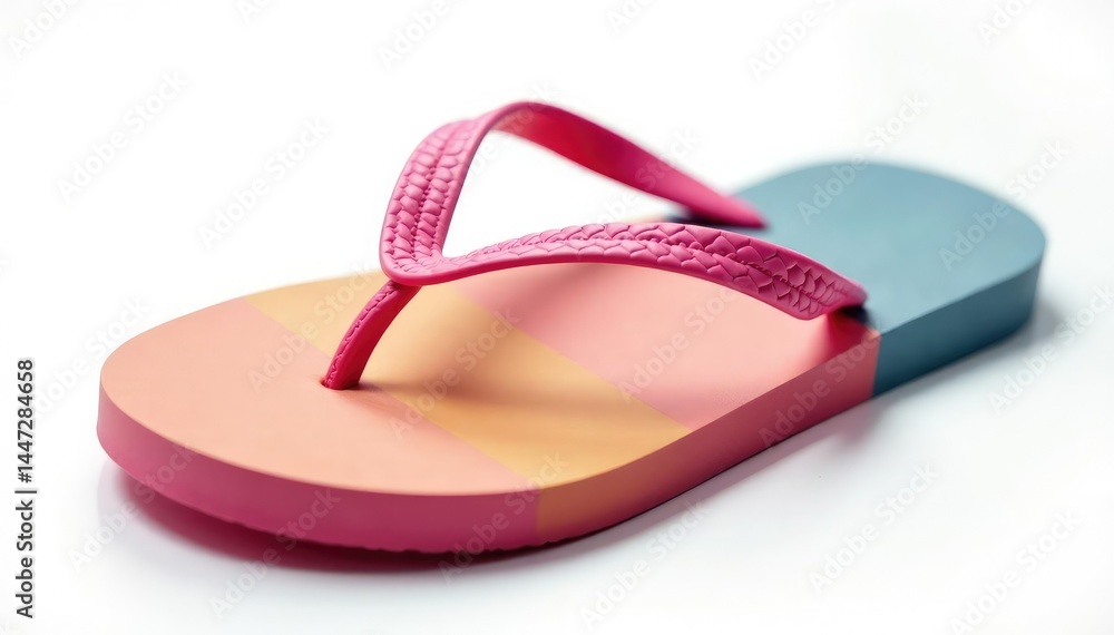 Fototapeta premium Close-up of a single flip-flop isolated on white background , accessories, colorful