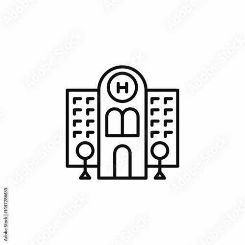 hospital building medical institution icon sign vector