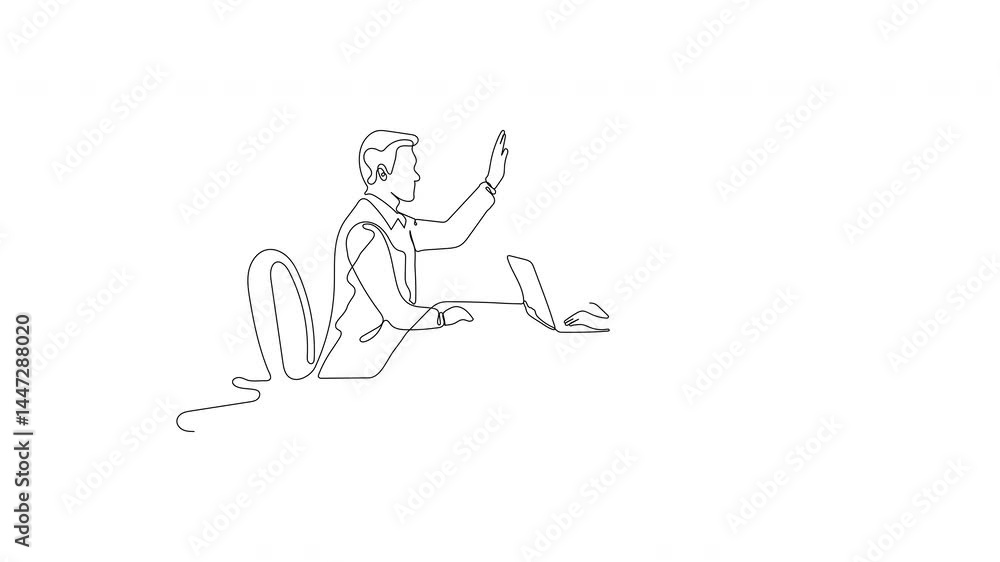 Hand-Drawn One-Line Animation of a Business Man and a Business Woman Giving a High Five, Minimalist Line Art, Continuous Outline Drawing, Concept of Teamwork and Professional Success Hand-Drawn One-Line Animation of a Business Man and a Business Woman Giving a High Five, Minimalist Line Art, Continuous Outline Drawing, Concept of Teamwork and Professional Success