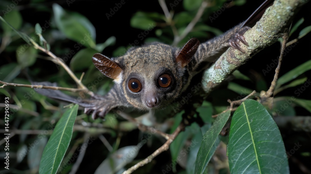 Obraz premium Bushbaby Stare: Nocturnal Primate in African Forest