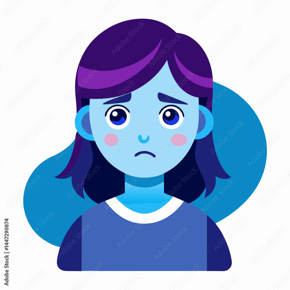 Sad girl expressing sadness in a colorful illustration Sad girl expressing sadness in a colorful illustration