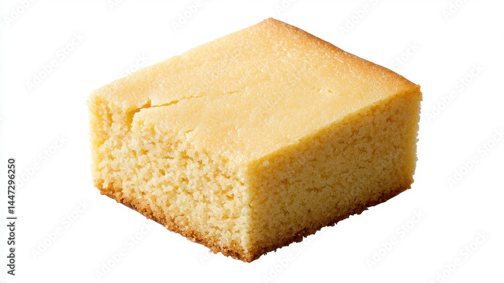 Golden Square of Delicious Cornbread on White cornbread square cake bread yellow golden homemade Golden Square of Delicious Cornbread on White cornbread square cake bread yellow golden homemade