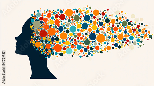 Wallpaper Mural collaboration for solution and answer. Silhouette of a woman with colorful abstract hair design. Torontodigital.ca