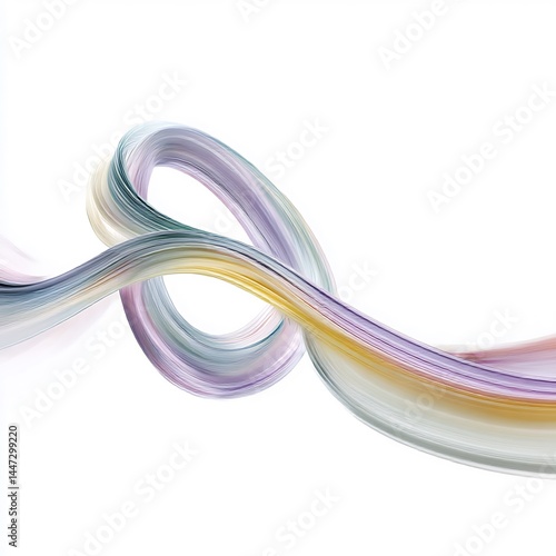 Serene flow: Pastel waves intertwining for artistic expression on white backdrop