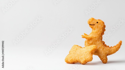 Fototapeta Naklejka Na Ścianę i Meble -  Dinosaur Chicken Nuggets: Playful and Delicious Kids' Meal chicken nuggets dinosaur food meal nugget