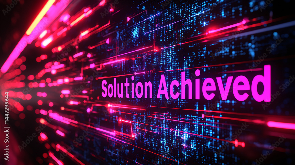 collaboration for solution and answer. Digital display with vibrant lights and message collaboration for solution and answer. Digital display with vibrant lights and message