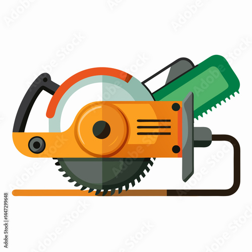 Electric saw in flat design on a white background  