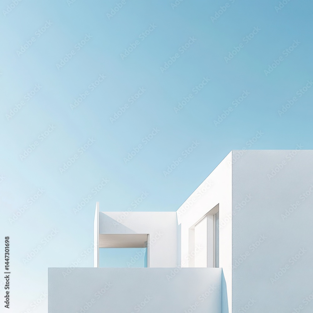 Minimalist building against sky on transparent background Minimalist building against sky on transparent background