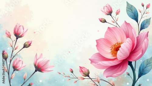 Delicate watercolor floral design, soft pastel hues , wildflower, feminine, flora