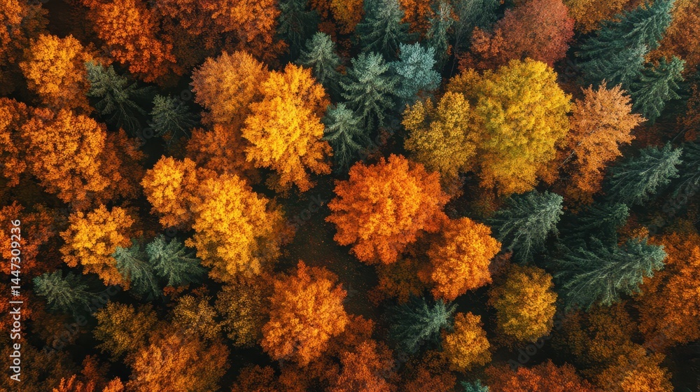 Landscape From Above. Aerial View of Timberland with Autumn Colors in Forest Landscape From Above. Aerial View of Timberland with Autumn Colors in Forest