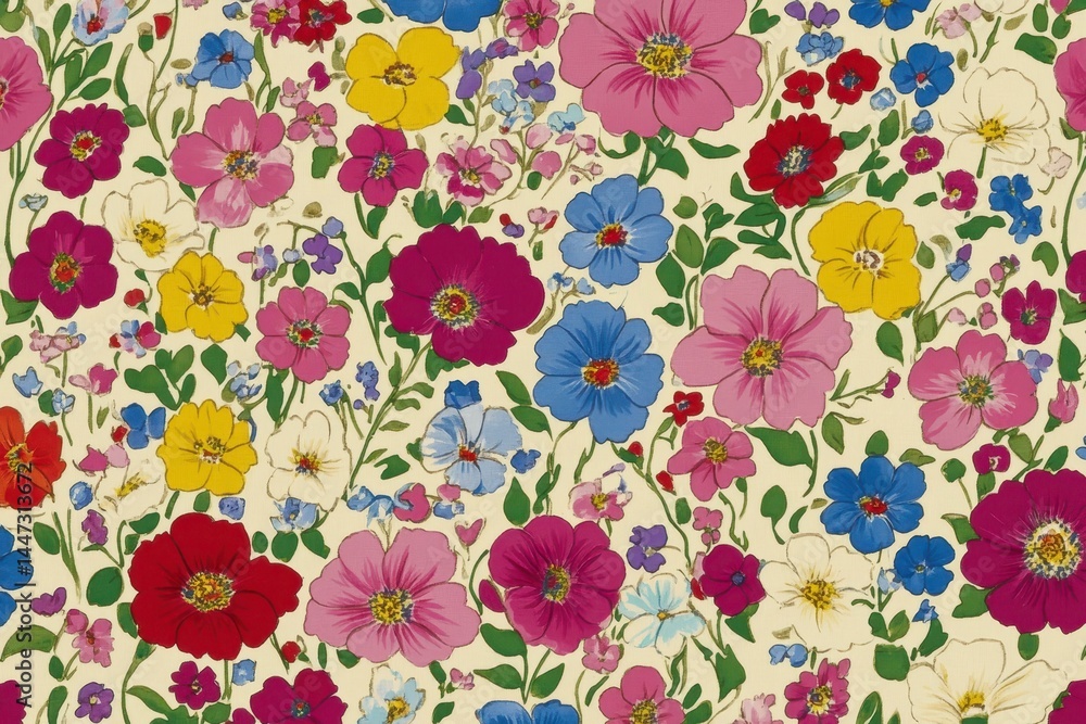 Vibrant floral print fabric design Vibrant floral print fabric design