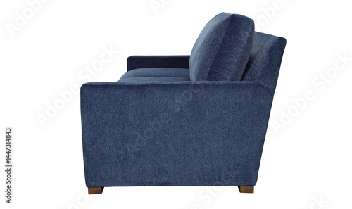 Modern blue sofa side view isolated on white background interior design + clipping path. Furniture Collection. Please see some similar pictures from my portfolio.