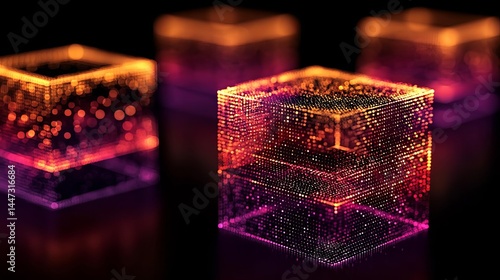 Abstract glowing cubes with vibrant colors. Agentic AI