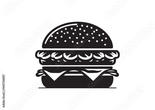 Hamburger silhouette Vector isolated on white background