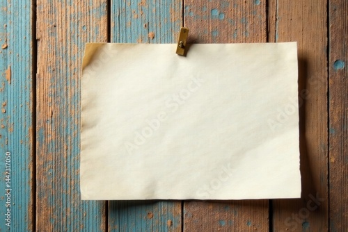 Blank parchment paper affixed to rustic wooden planks with a simple clasp
