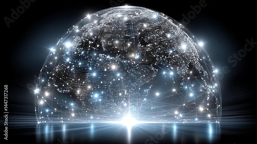 Futuristic digital globe with starry lights. Agentic AI