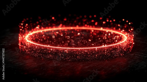 Glowing red circle with sparkling effects. Agentic AI