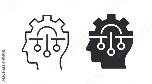 Artificial intelligence icons. Symbol machine learning and neural networks.