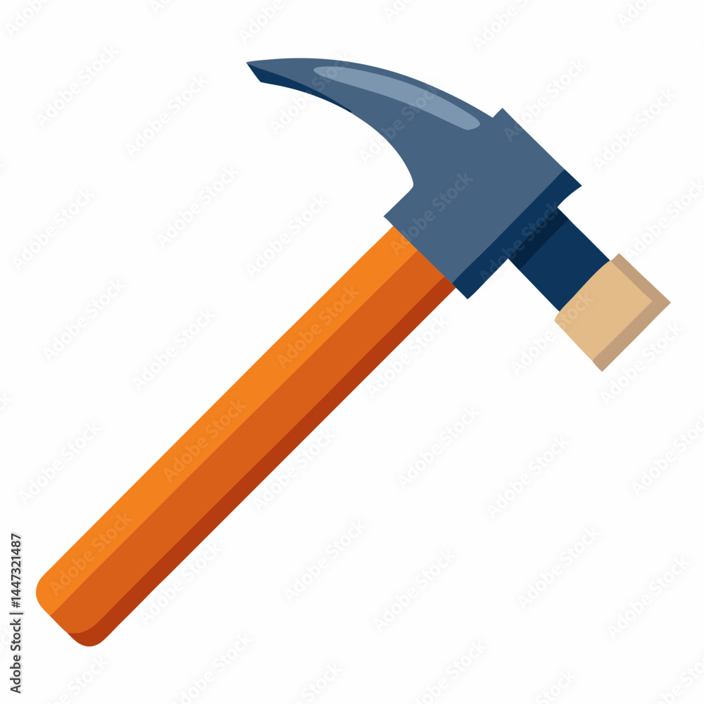 Hammer illustration with a metallic head and wooden handle Hammer illustration with a metallic head and wooden handle