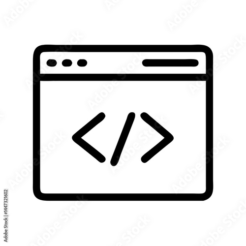 Browser Window with Code Snippet Icon — Programming, Development, Coding Symbol