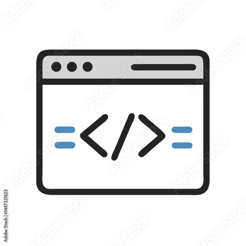 Browser Window with Code Snippet Icon — Programming, Development, Coding Symbol