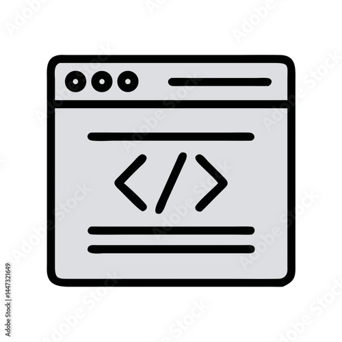 Browser Window with Code Snippet Icon — Programming, Development, Coding Symbol