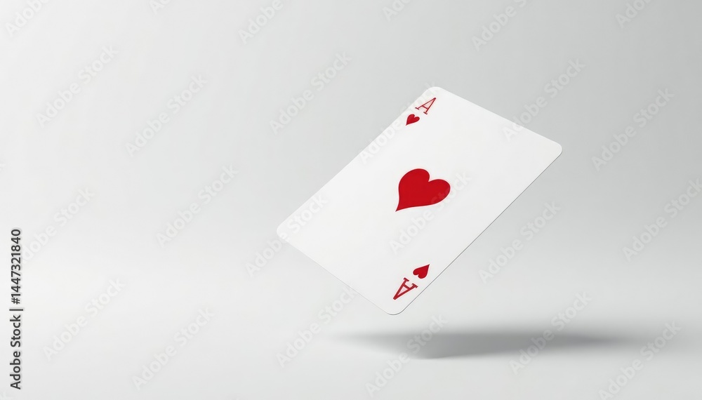 Obraz premium Side view of a single playing card flipping mid-air on white , object, clean