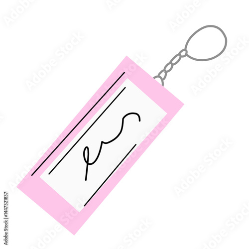 Illustration of a metal keychain with a silver ring