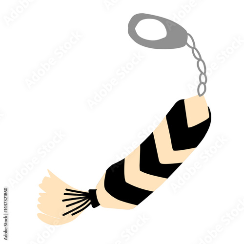 Illustration of a metal keychain with a silver ring