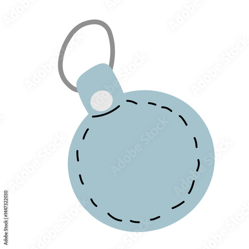 Illustration of a metal keychain with a silver ring