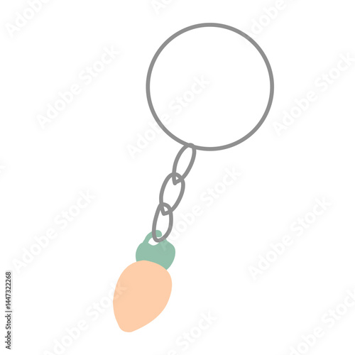 Illustration of a metal keychain with a silver ring