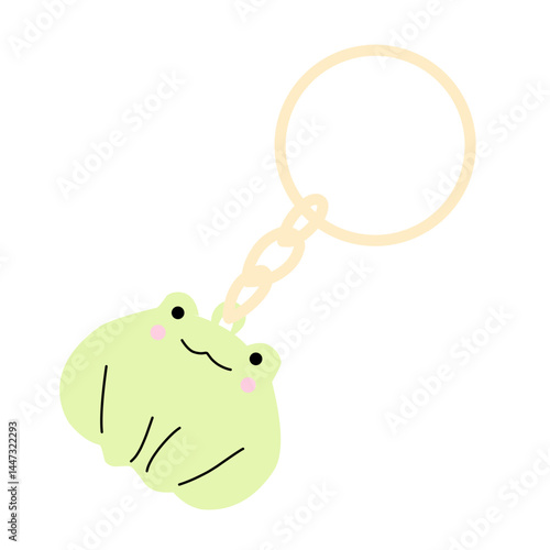 Illustration of a metal keychain with a silver ring