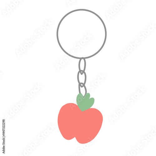 Illustration of a metal keychain with a silver ring