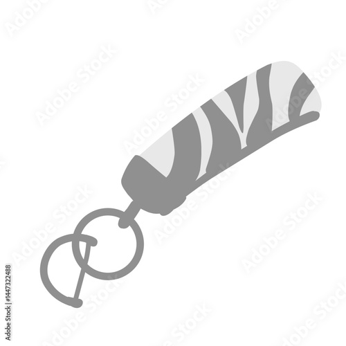 Illustration of a metal keychain with a silver ring