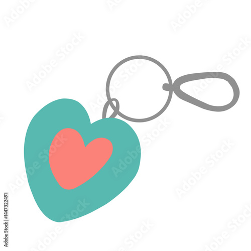 Illustration of a metal keychain with a silver ring