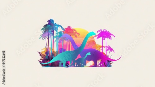 Colorful Dinosaur Landscape