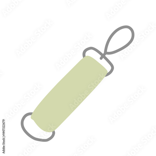 Illustration of a metal keychain with a silver ring