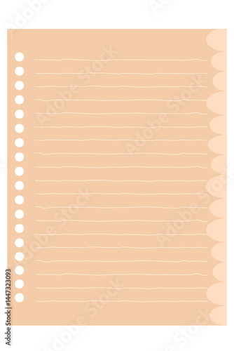 Blank Cute Soft brown Journal, Notepad, Planner Label, Paper Sheet, Sticky Note Vector Illustration